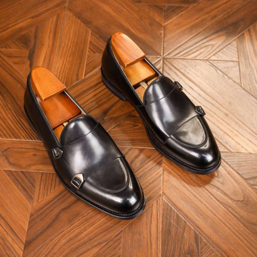 Men's Two-tone Leather Loafers With Buckle Detail