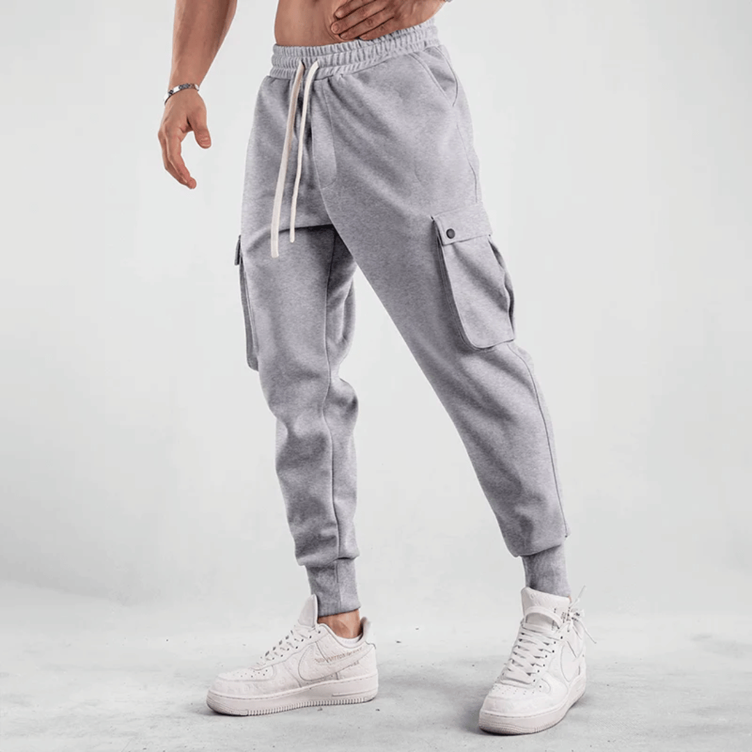 Men's Street Style Cargo Joggers With Elastic Waistband