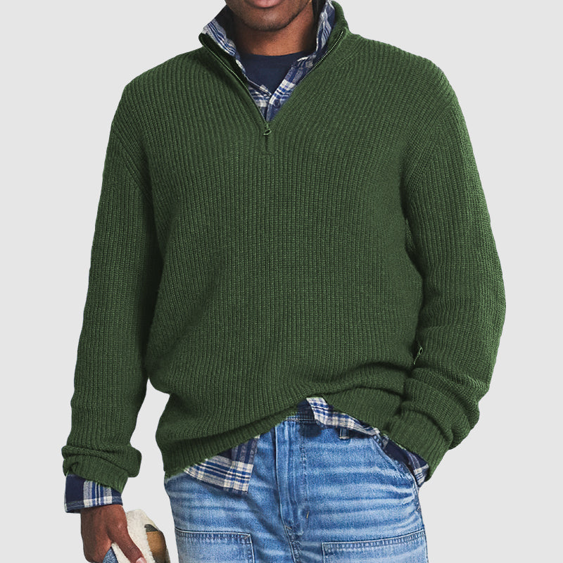 Men's Jumper With Ribbed Half Zip | Knit