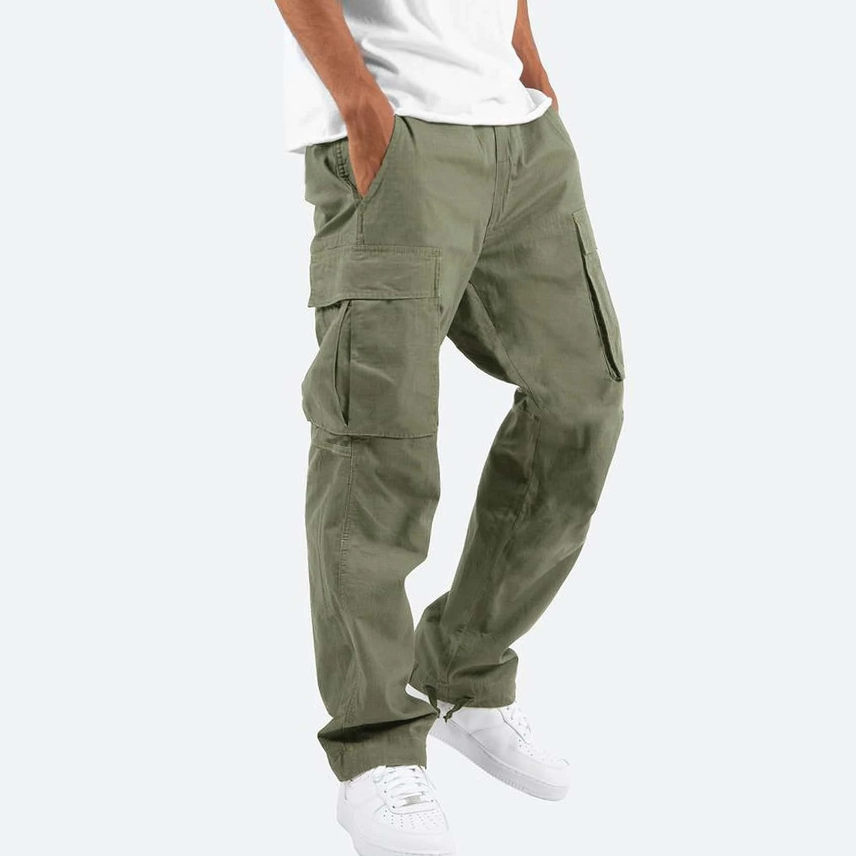 Men's Relaxed Fit Cargo Pants with Multiple Pockets