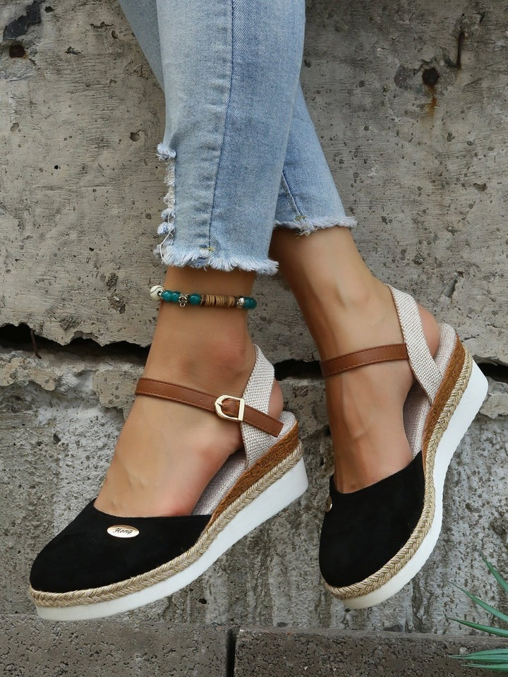 Women's Espadrille Wedge Sandals With Ankle Strap