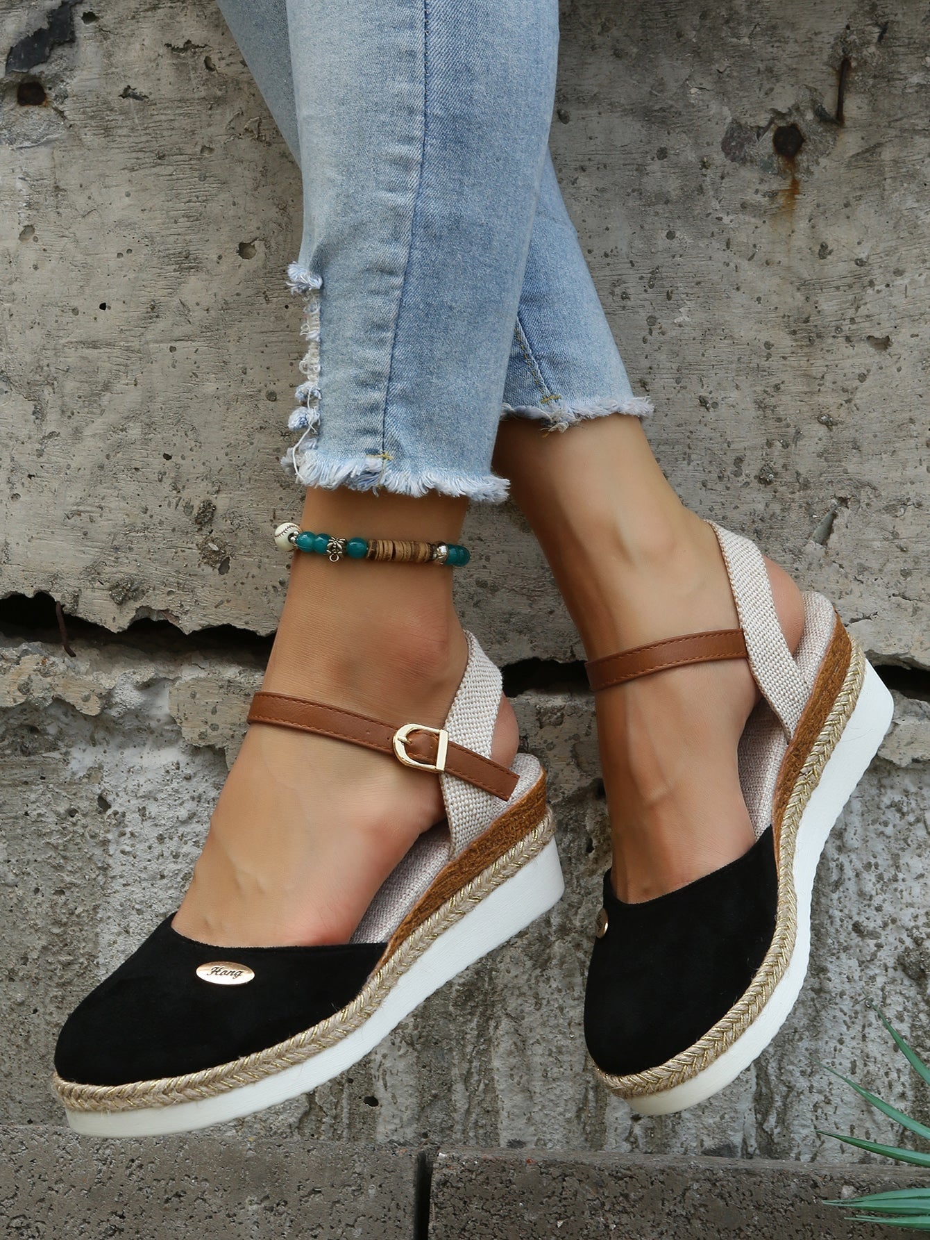 Women's Suede Espadrille Sandals With Ankle Strap