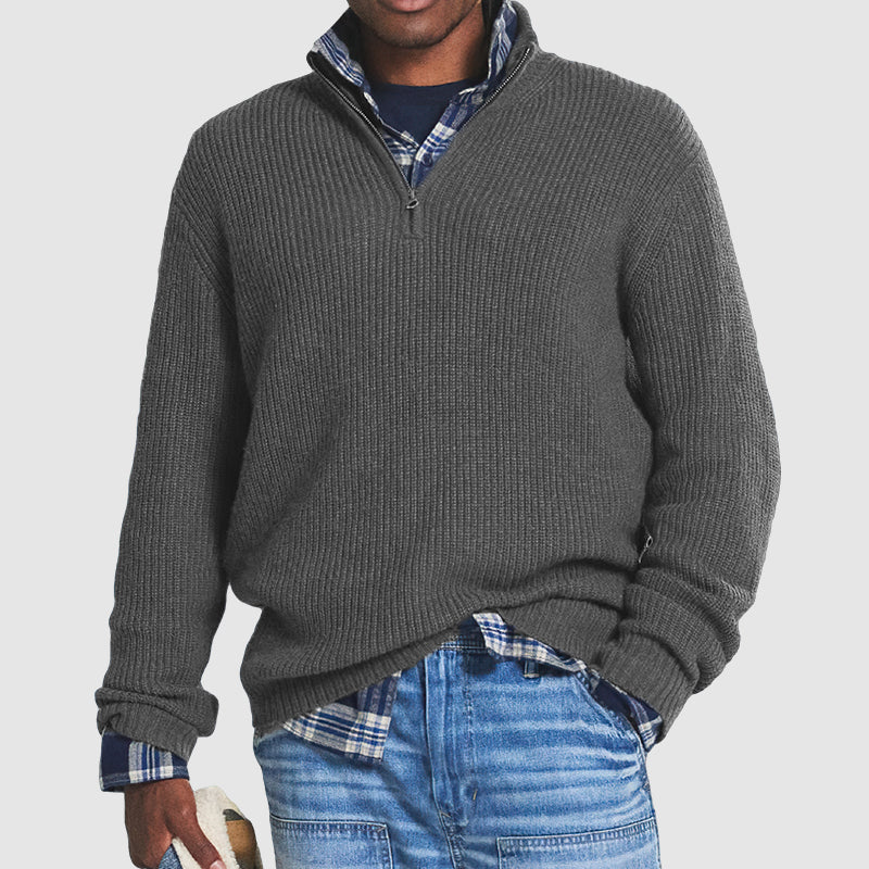 Men's Jumper With Ribbed Half Zip | Knit