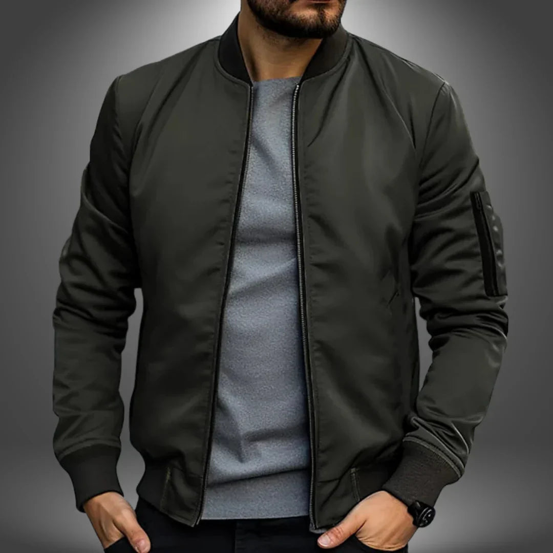 Men's Lightweight Bomber Jacket With Zip Front