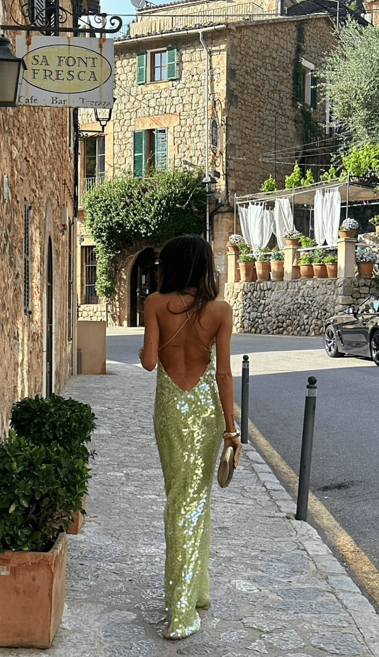 RADIANT LONG MAXI DRESS WITH GLITTER