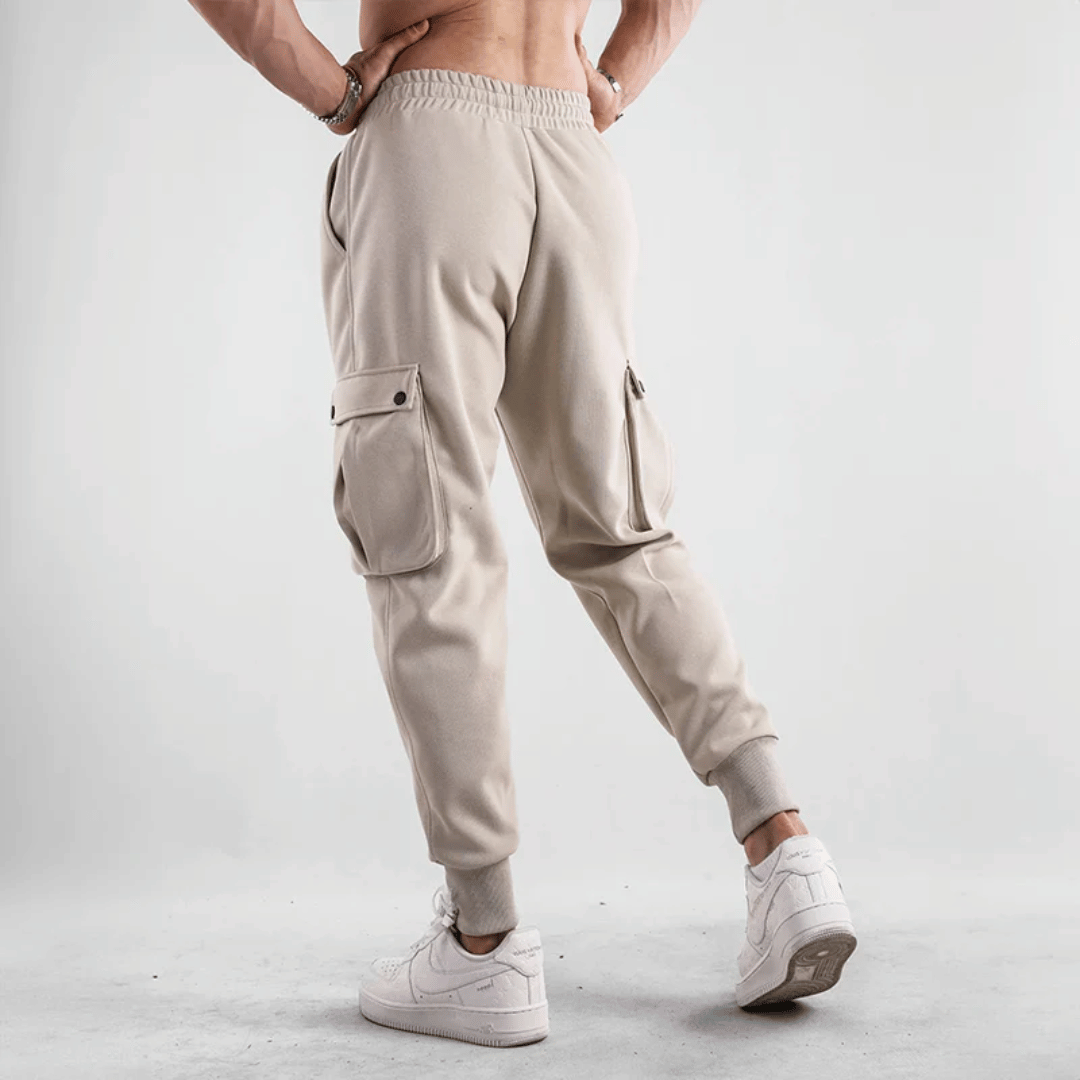 Men's Street Style Cargo Joggers With Elastic Waistband
