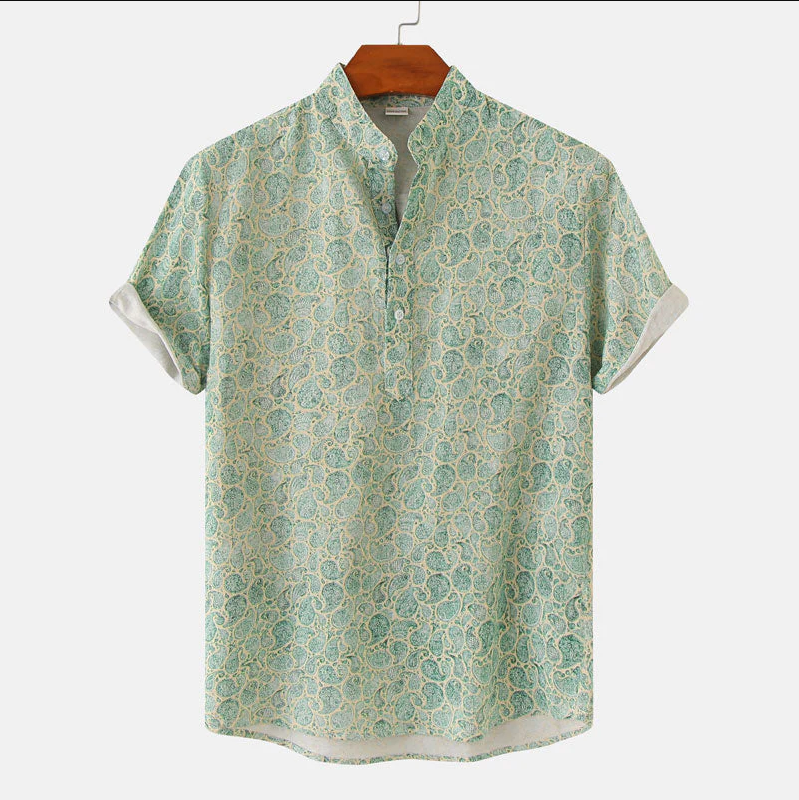 Men's Floral Summer Shirt With Short Sleeves & Buttons