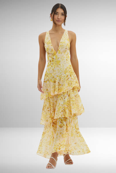 Women's Chiffon Tiered Maxi Dress For Summer