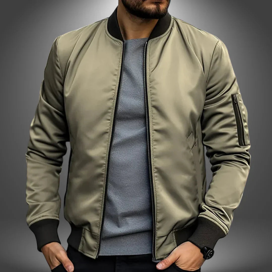 Men's Lightweight Bomber Jacket With Zip Front