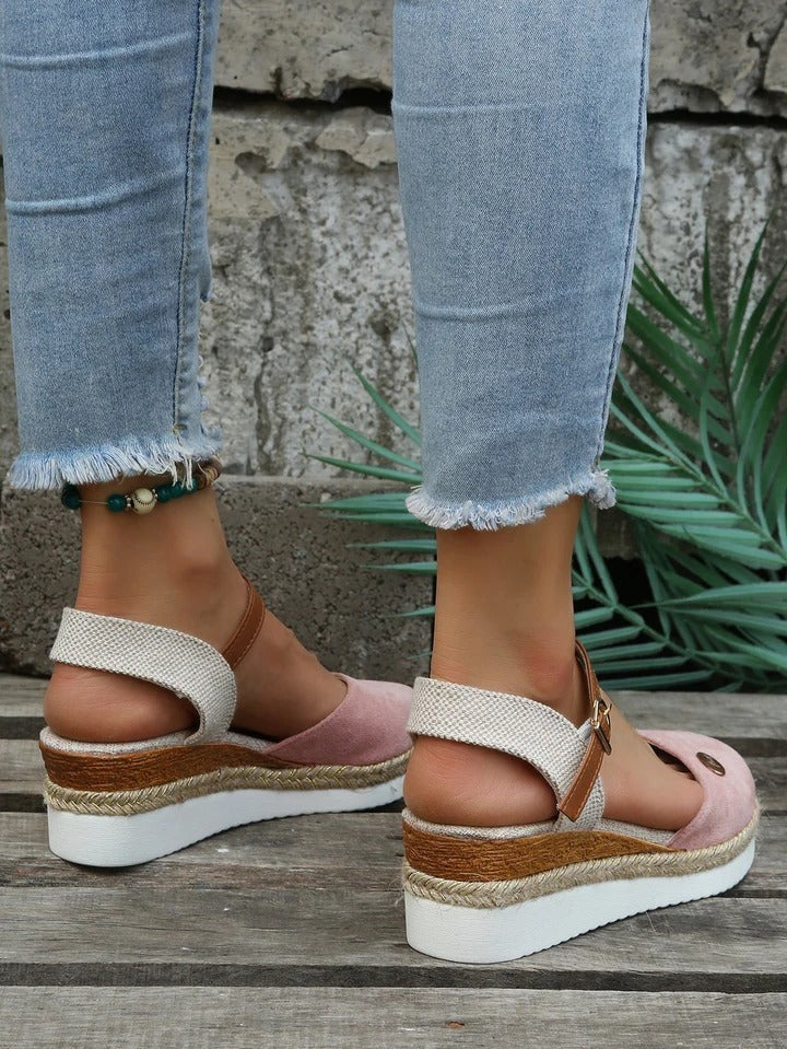 Women's Espadrille Wedge Sandals With Ankle Strap