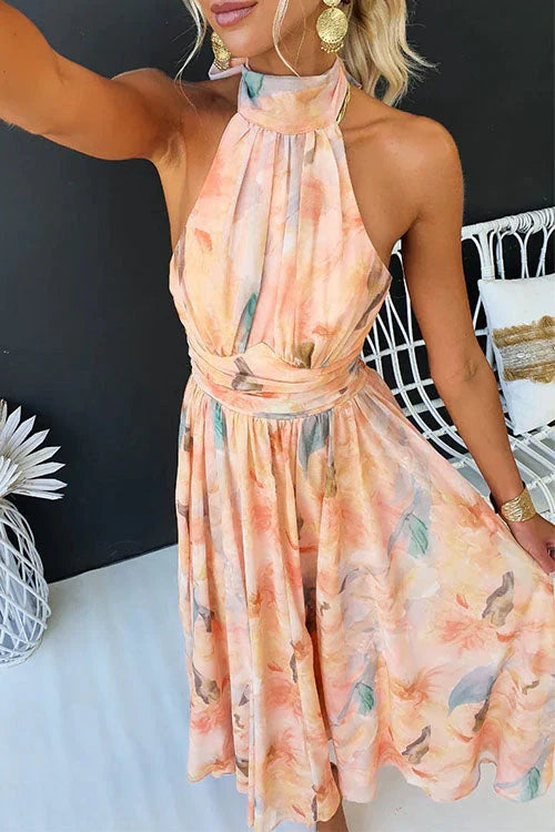 Women's Watercolour Halter Maxi Dress For Summer