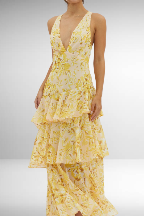 Women's Chiffon Tiered Maxi Dress For Summer