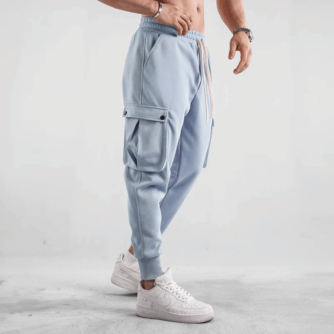 Men's Street Style Cargo Joggers With Elastic Waistband