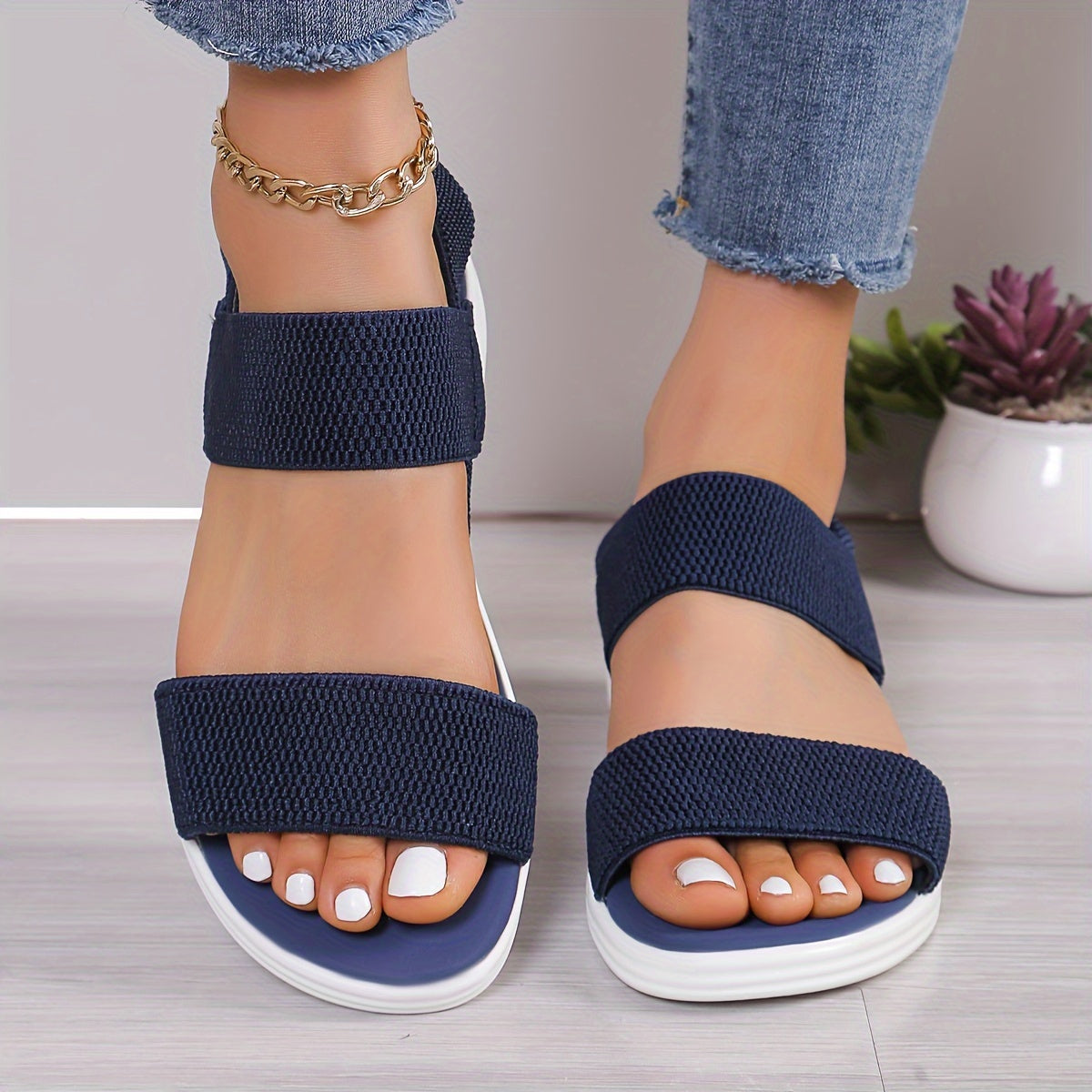 Women's Orthopedic Sandals With Elastic Straps And Cushioned Sole
