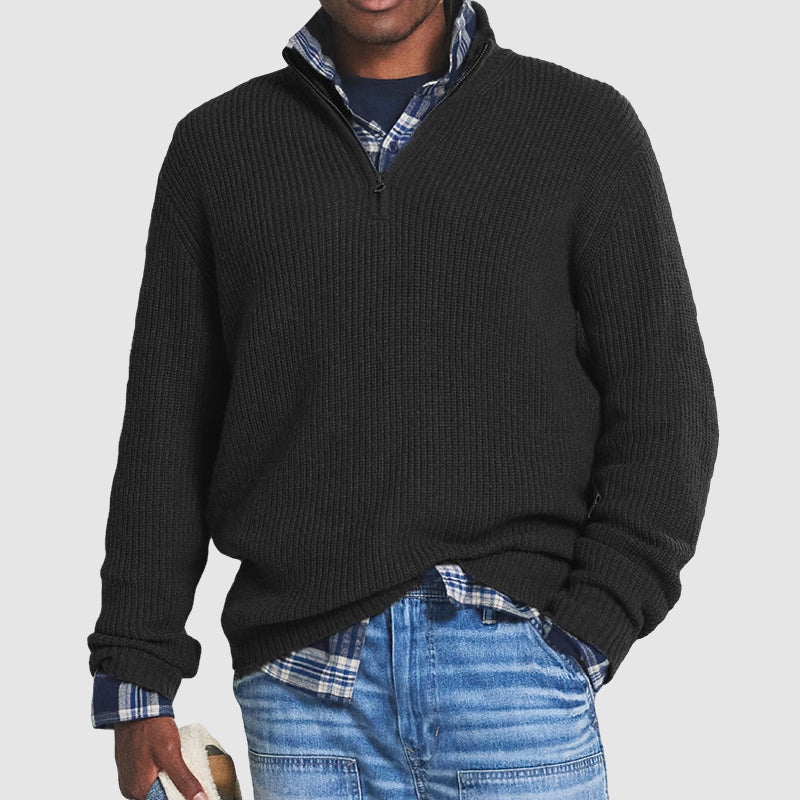 Men's Jumper With Ribbed Half Zip | Knit