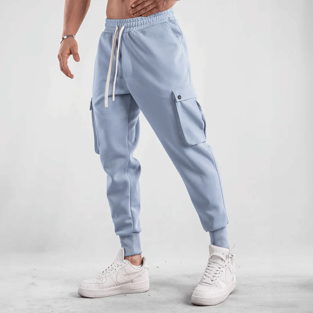 Men's Street Style Cargo Joggers With Elastic Waistband