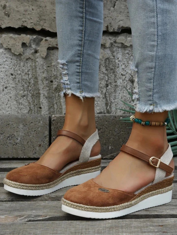 Women's Espadrille Wedge Sandals With Ankle Strap