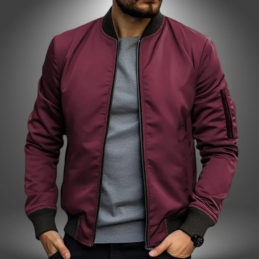 Men's Lightweight Bomber Jacket With Zip Front