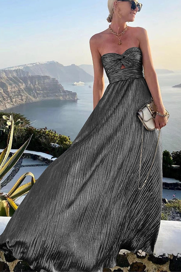 SHIMMERING OFF-SHOULDER MAXI DRESS