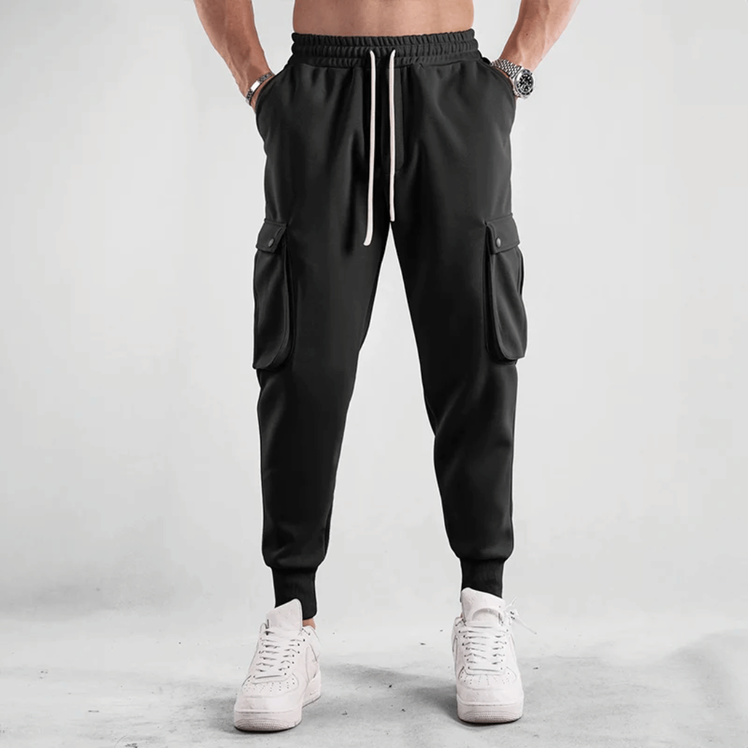 Men's Street Style Cargo Joggers With Elastic Waistband
