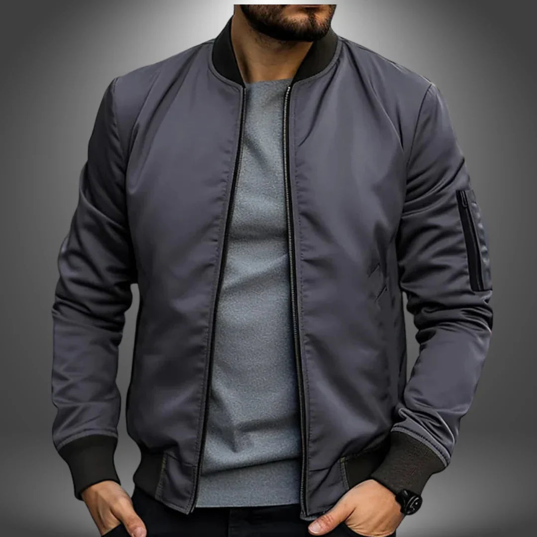 Men's Lightweight Bomber Jacket With Zip Front