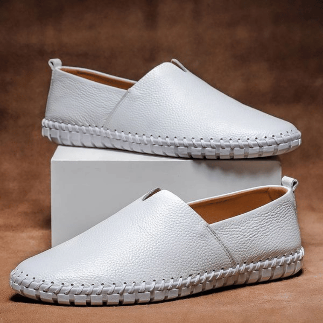 Men's Slip-on Leather Loafers With Stitched Sole