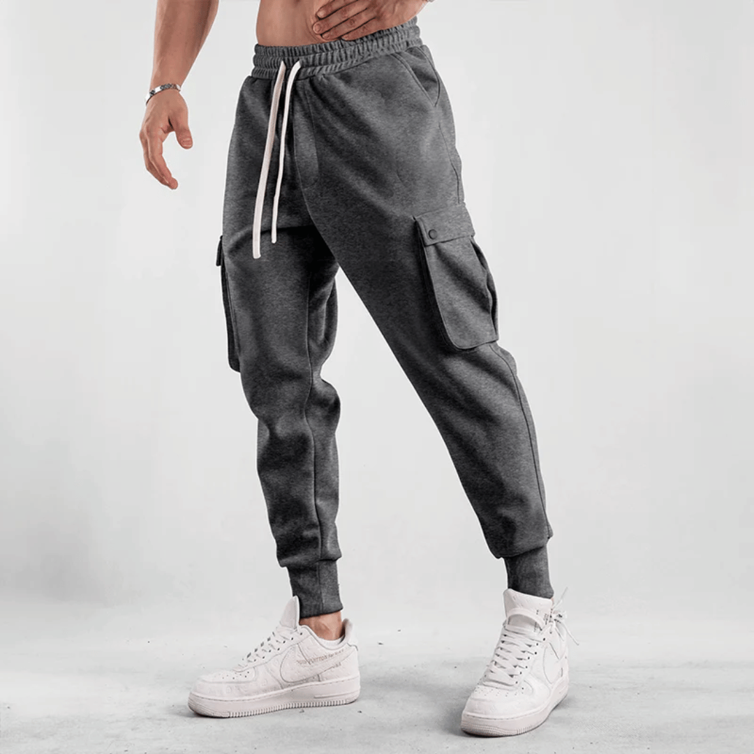 Men's Street Style Cargo Joggers With Elastic Waistband