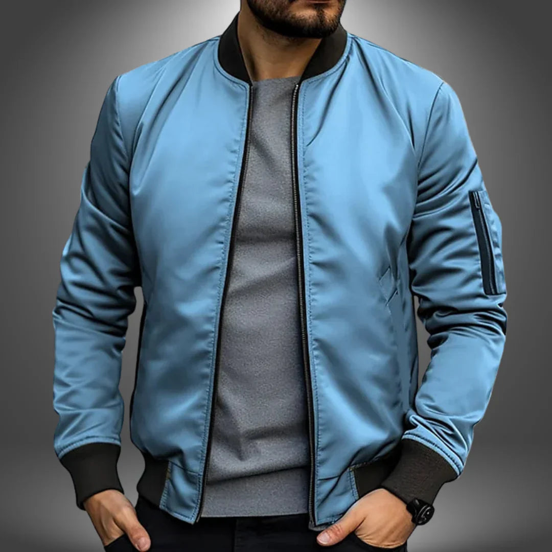 Men's Lightweight Bomber Jacket With Zip Front
