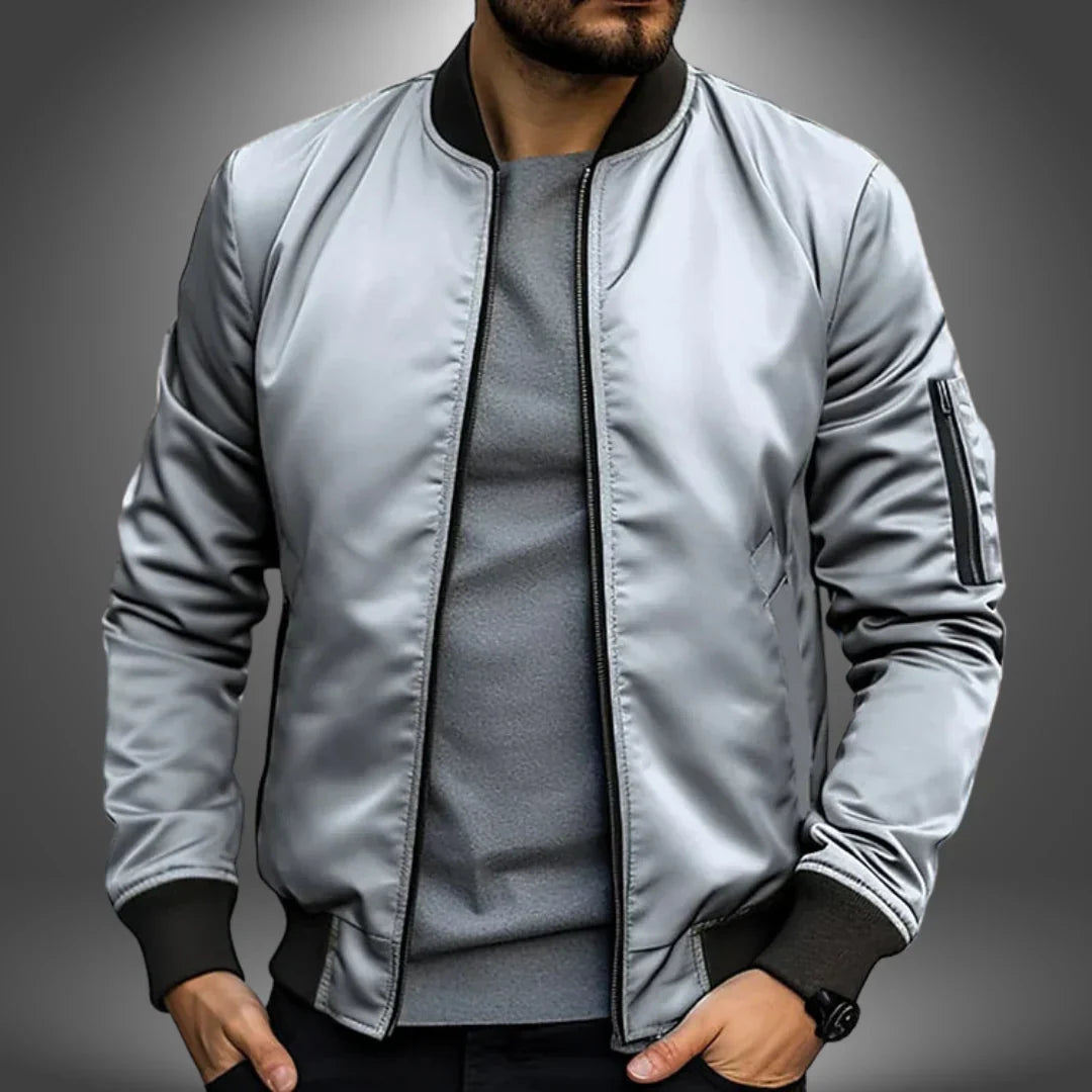 Men's Lightweight Bomber Jacket With Zip Front