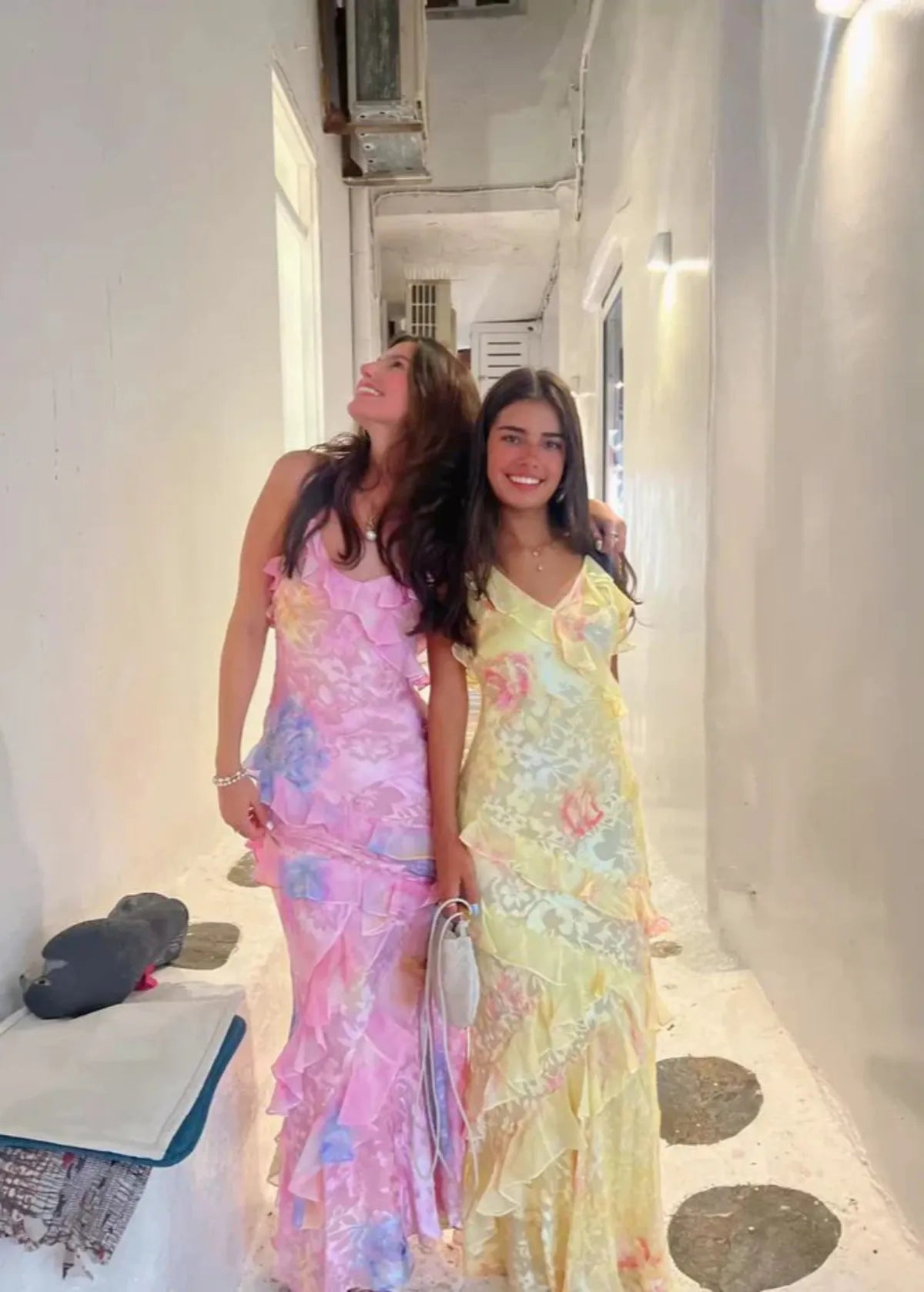 Women’s Floral Ruffle Maxi Dress With Spaghetti Straps