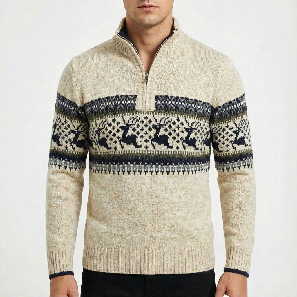 Alan | Men's Quarter-Zip Fair Isle Sweater