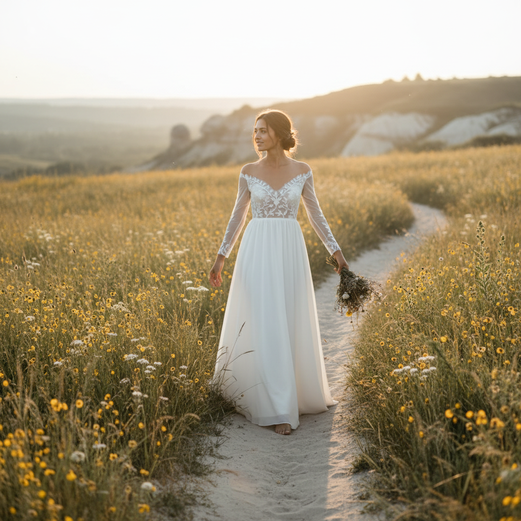 Amelia | Women's White A-Line Maxi Dress With Lace Detail And Off-Shoulder Neck | Elegant