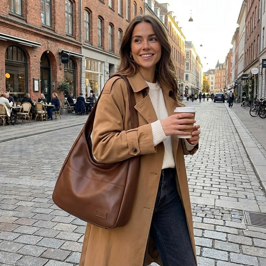 Amelia | Women's Shoulder Bag With Curved Silhouette And Single Strap | Classic