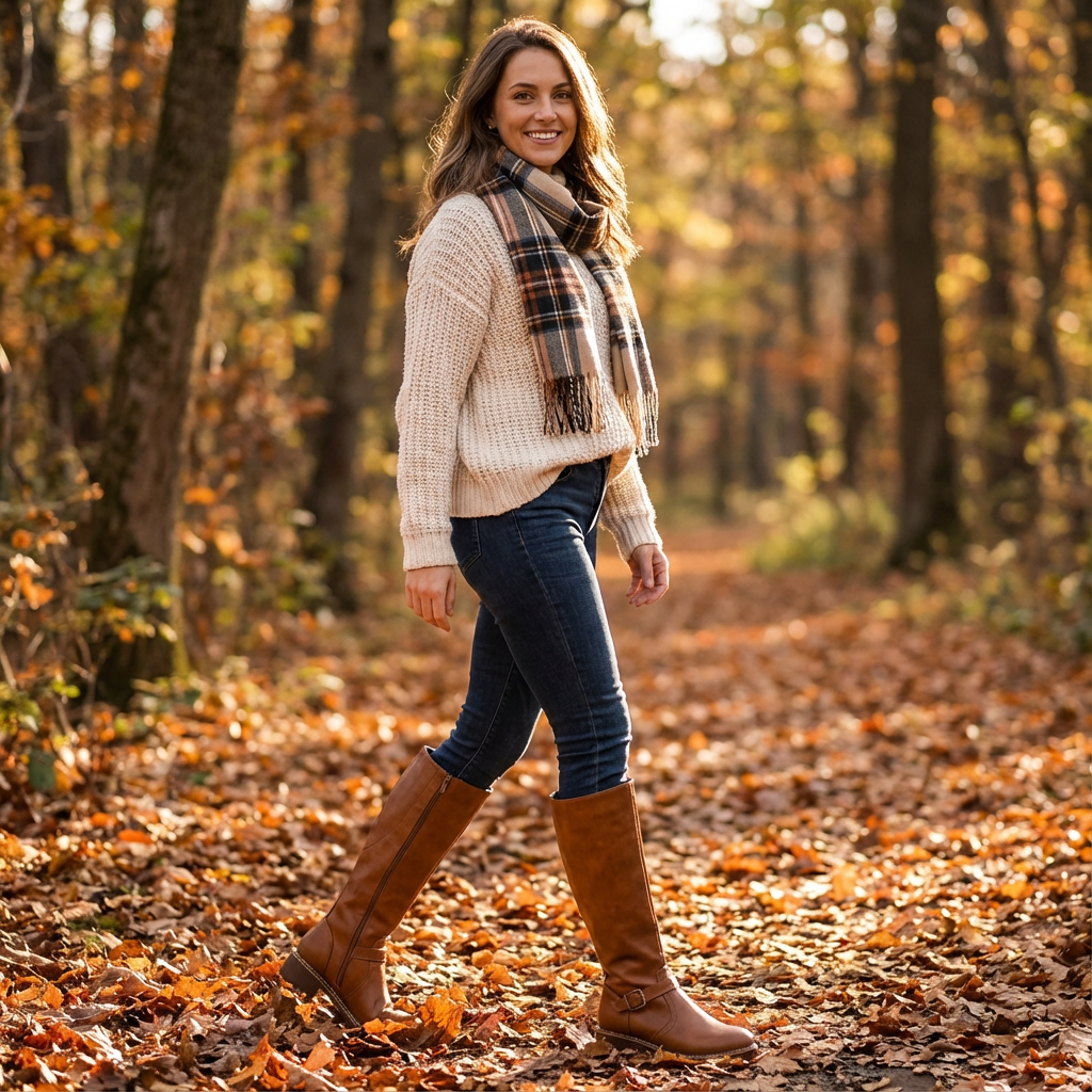 Angela | Women's Block Heel Buckle Knee High Boots