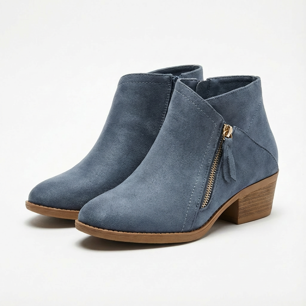 Angela | Women's Block Heel Zip-Up Ankle Boots
