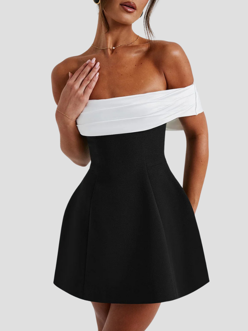 Women's Formal Mini Dress With Off-shoulder Neckline & Bow Detail