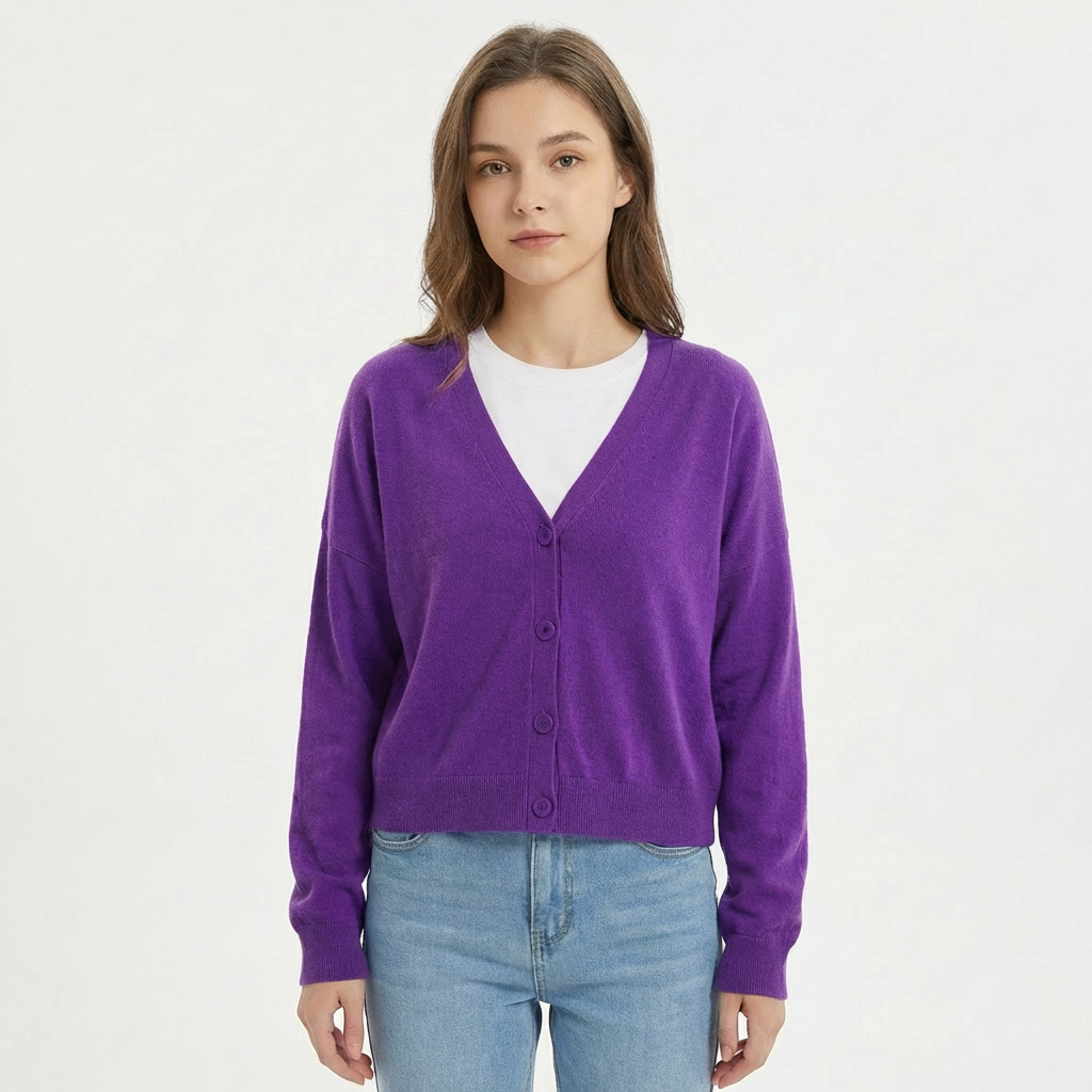 Ava | Women's Cardigan With Button Front And V-Neck | Casual