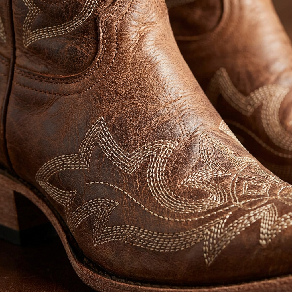 Ava | Women's Western Ankle Boots With Embroidered Stitching And Snip Toe | Rustic