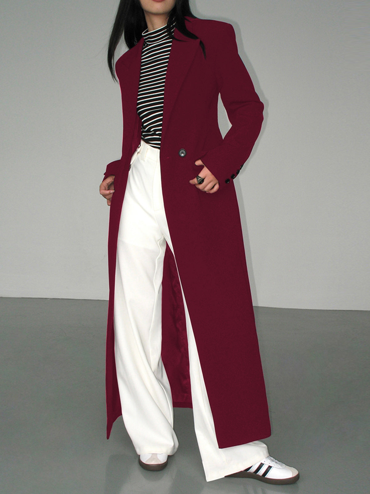 ELEGANT WOVEN POLYESTER SPLIT SLEEVE BLAZER FOR WOMEN