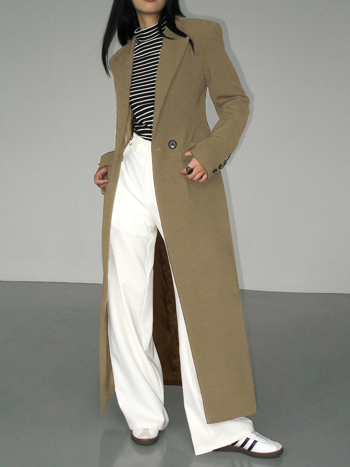 ELEGANT WOVEN POLYESTER SPLIT SLEEVE BLAZER FOR WOMEN