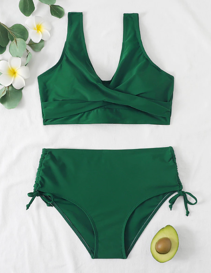 Women's High Waist Bikini Set With Adjustable Straps