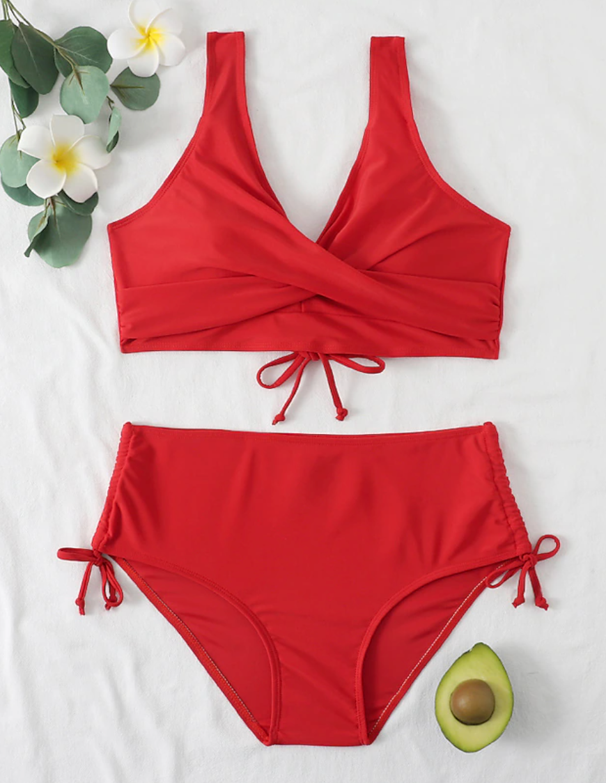 Women's High Waist Bikini Set With Adjustable Straps