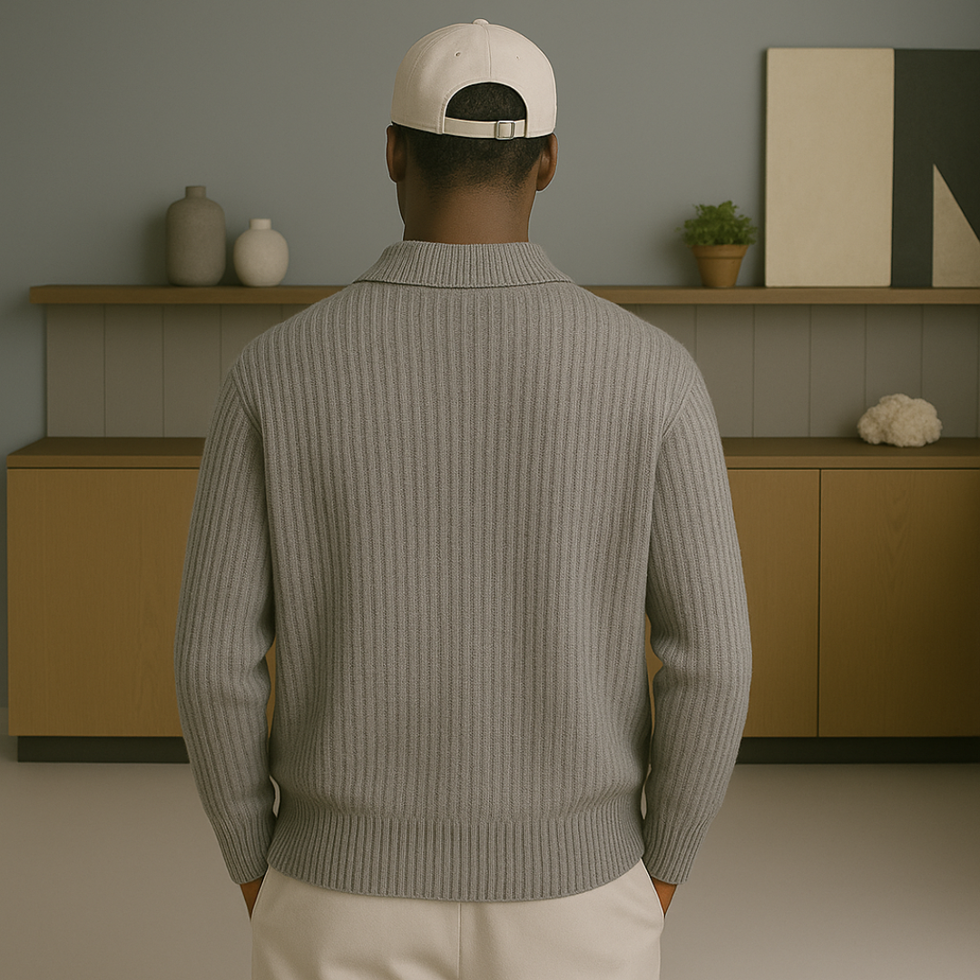 Cashmere Half-Zip Sweater for Men – Luxurious Softness, Relaxed Fit, Durable Rib Structure