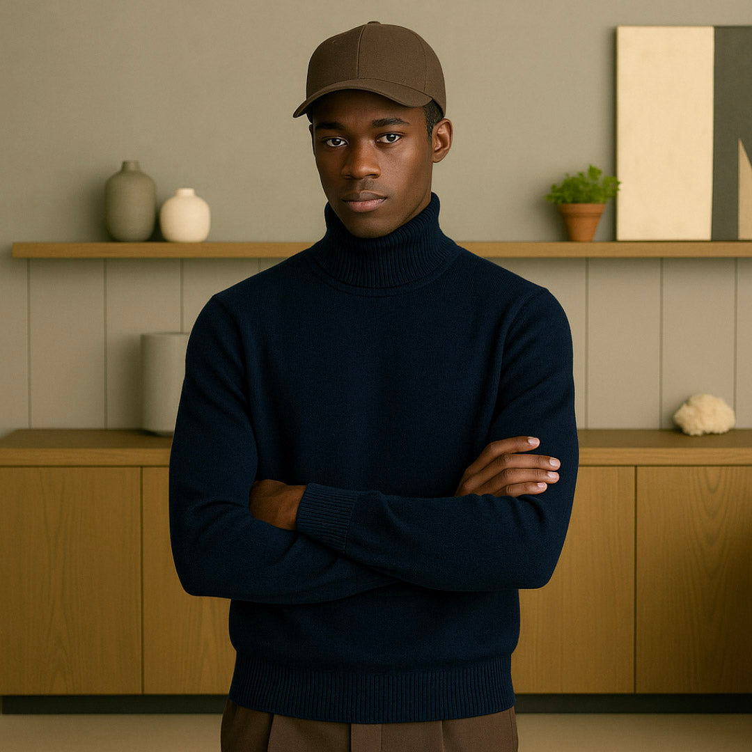 Cashmere High Collar Sweater for Men - Luxurious Softness, Classic Fit, Perfect for Fall and Winter