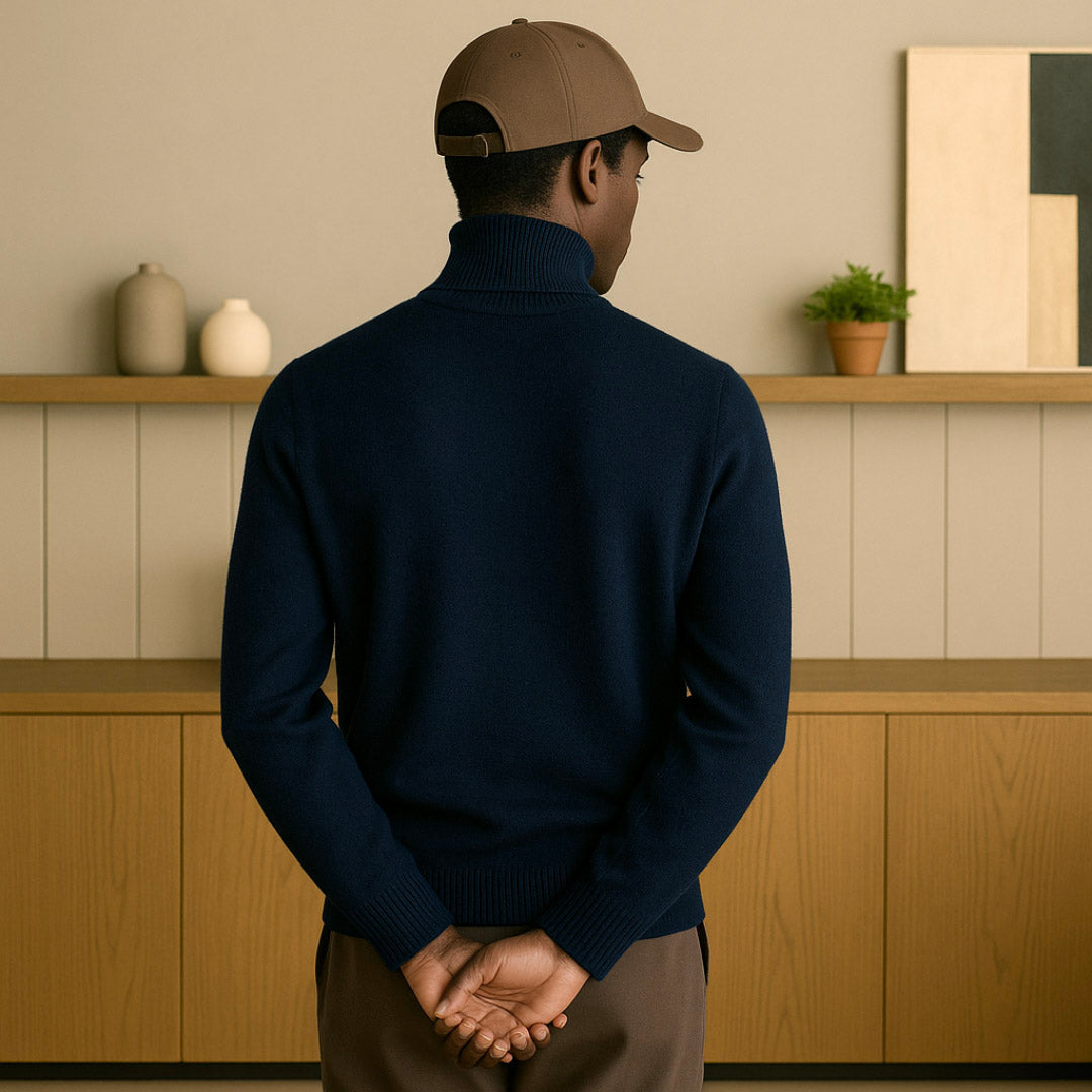 Cashmere High Collar Sweater for Men - Luxurious Softness, Classic Fit, Perfect for Fall and Winter