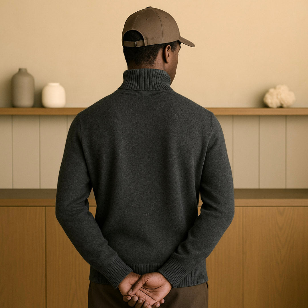 Cashmere High Collar Sweater for Men - Luxurious Softness, Classic Fit, Perfect for Fall and Winter