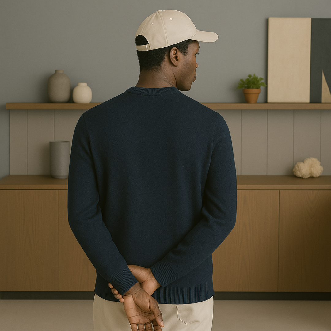 Cashmere Sweater for Men – Lightweight Round Neck Classic Fit Sweater for Versatile Styling