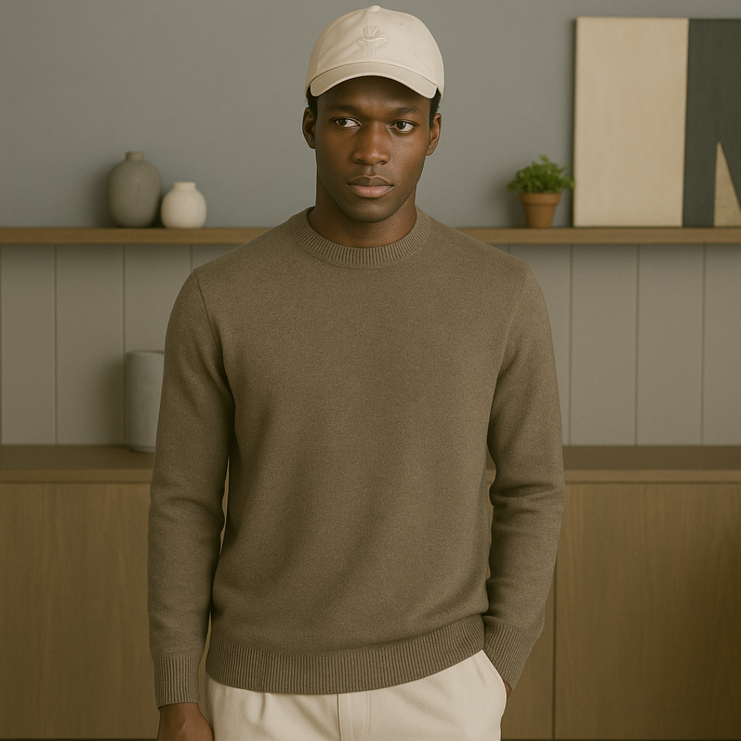 Cashmere Sweater for Men – Lightweight Round Neck Classic Fit Sweater for Versatile Styling