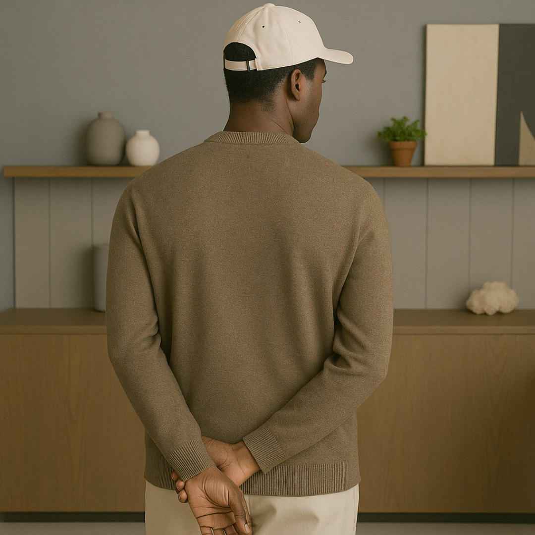 Cashmere Sweater for Men – Lightweight Round Neck Classic Fit Sweater for Versatile Styling