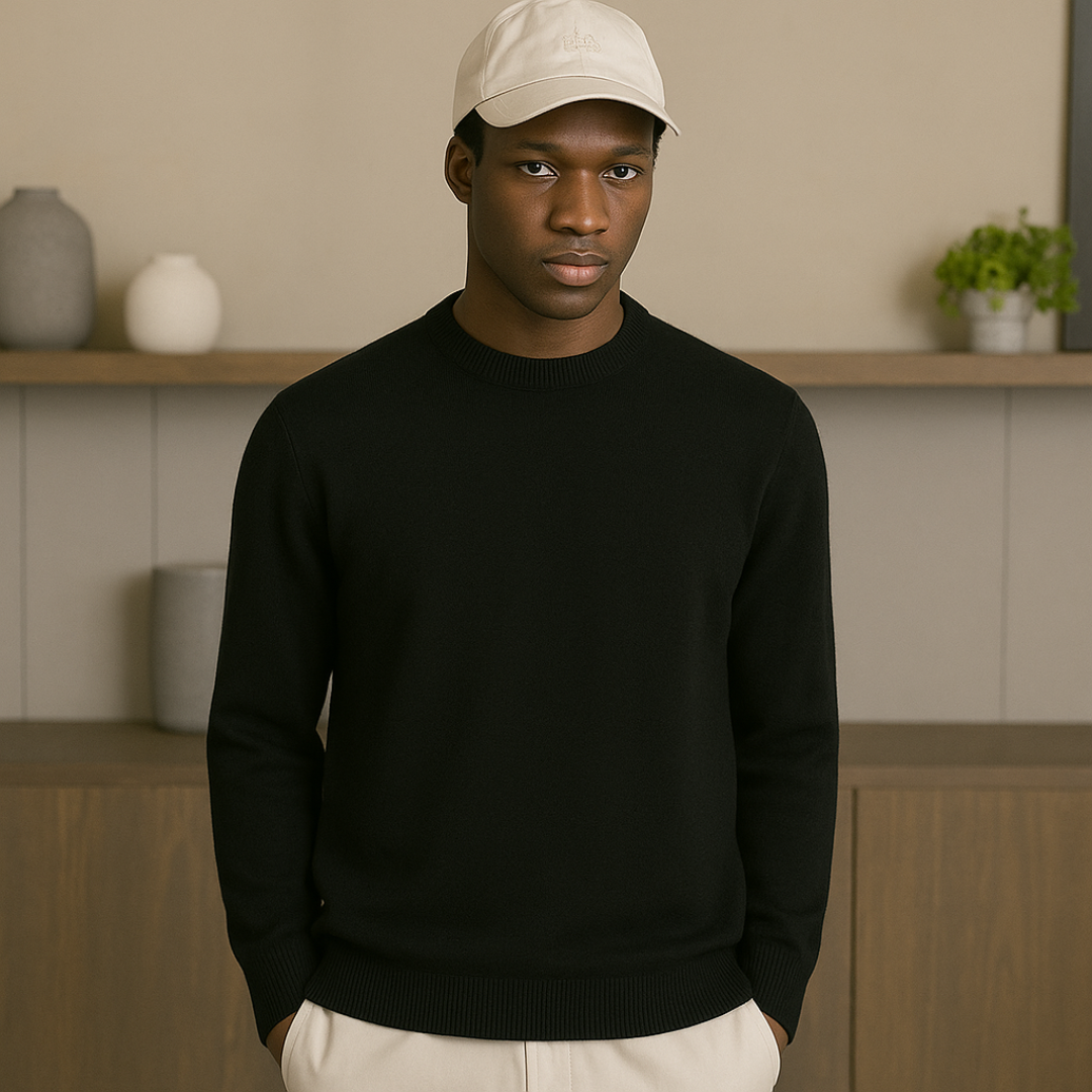 Cashmere Sweater for Men – Lightweight Round Neck Classic Fit Sweater for Versatile Styling